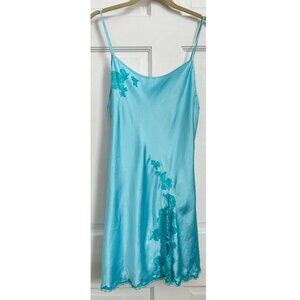 Victoria's Secret Blue Dress NWT Slip Lace Trim Teal Chemise Lingerie 90s Y2K M